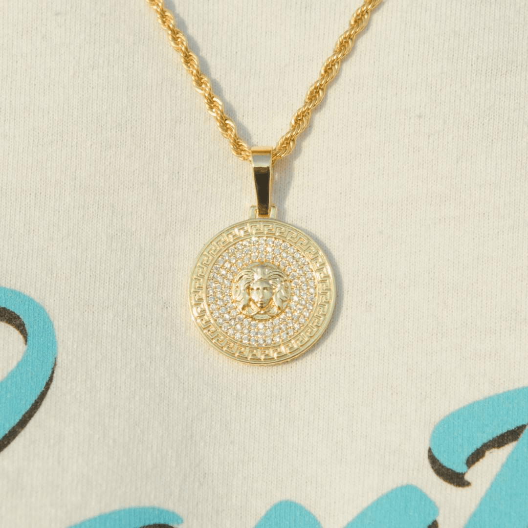 Iced Medusa Pendant - Gold - Cernucci